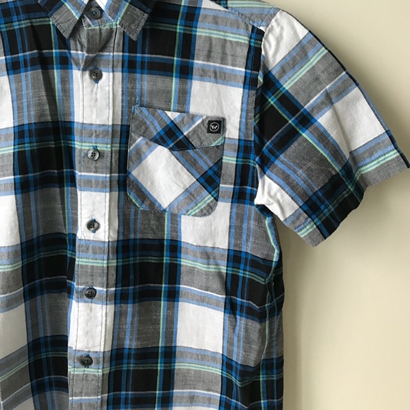 Boys Shaun White Plaid Button Short Sleeve Top - Picture 3 of 6